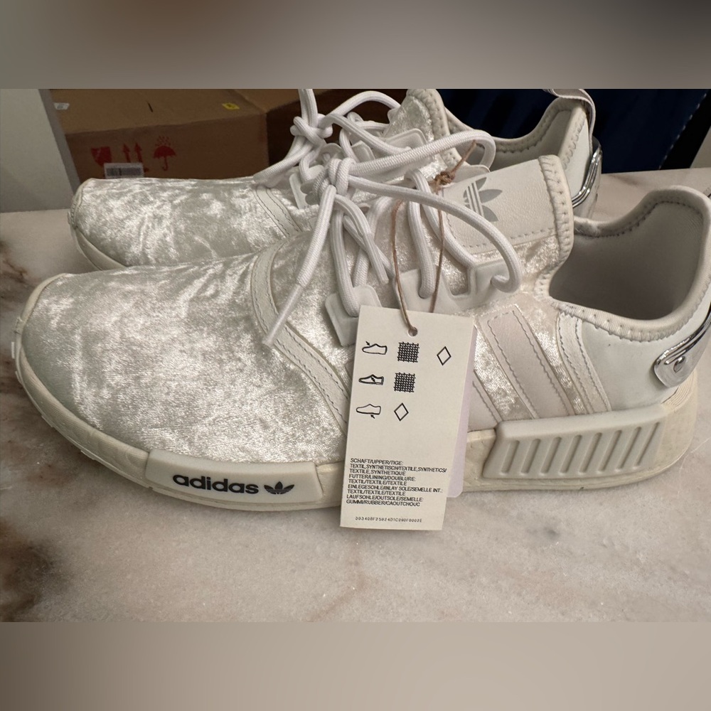 *Brand New* White Velour Adidas NMD